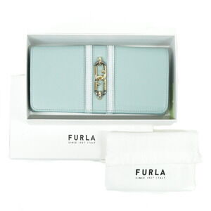 FURLA Sirena Leather Suede Wallet Flap Green